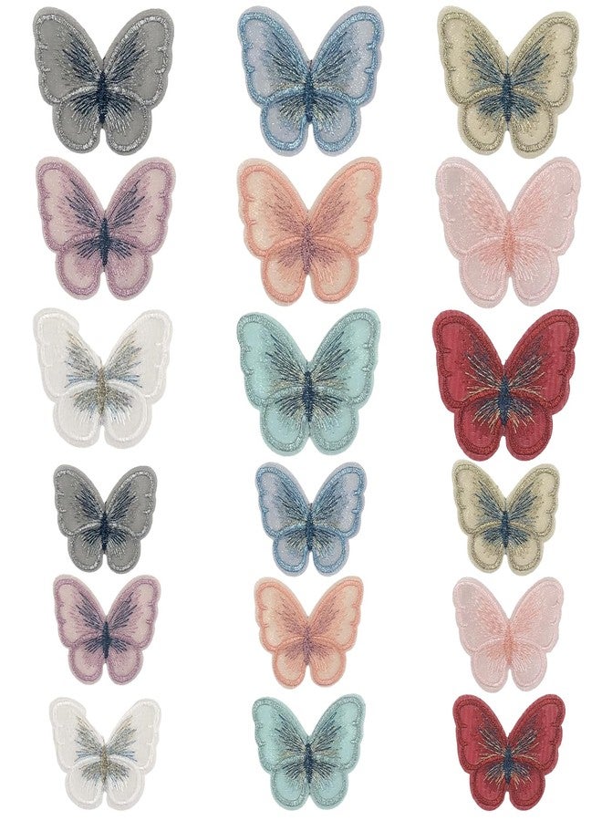 FFZDENA 18 PCS Applique Patches, Embroidered Butterfly Patches for Clothes, DIY Fashion Accessories, 5.5cm and 3.4cm Metallic Thread Embroidery Flower Patches for Blouse, Jackets, Bags - Image 1